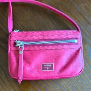 Fossil Pink Leather Crossbody